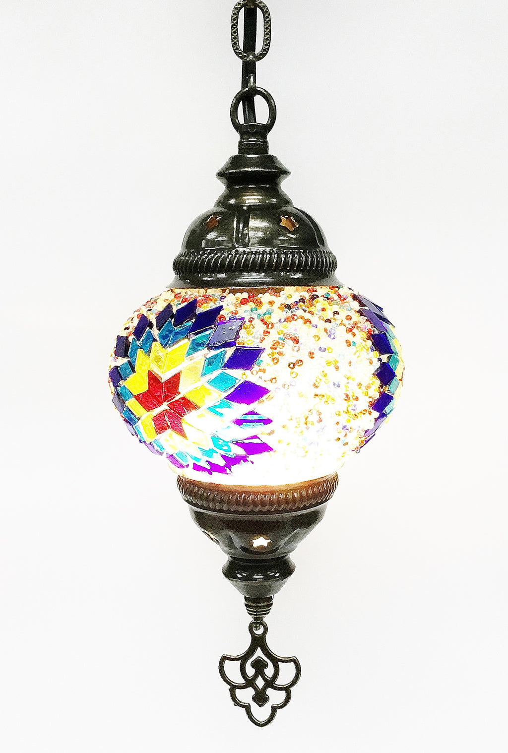 Turkish mosaic hanging lamp (6 inc wide 21 inc long - Roxelana Designer Jewelry & Fine Gifts