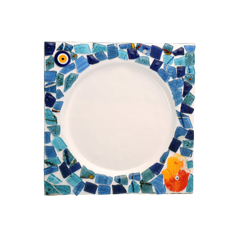 Mosaic glass plate