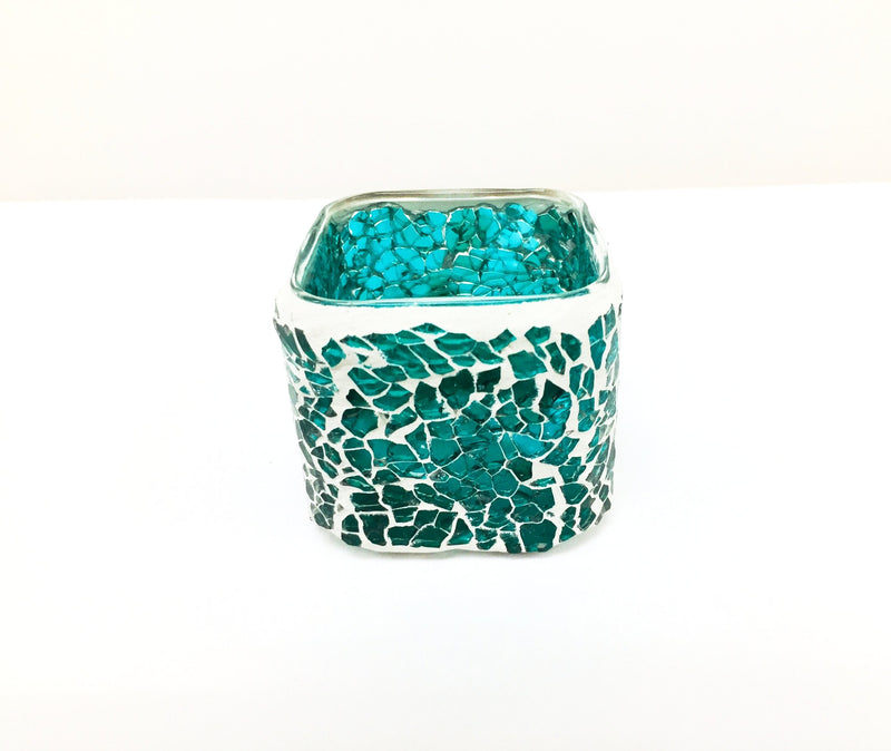 Crackle Glass Candle Holder - Roxelana Designer Jewelry & Fine Gifts