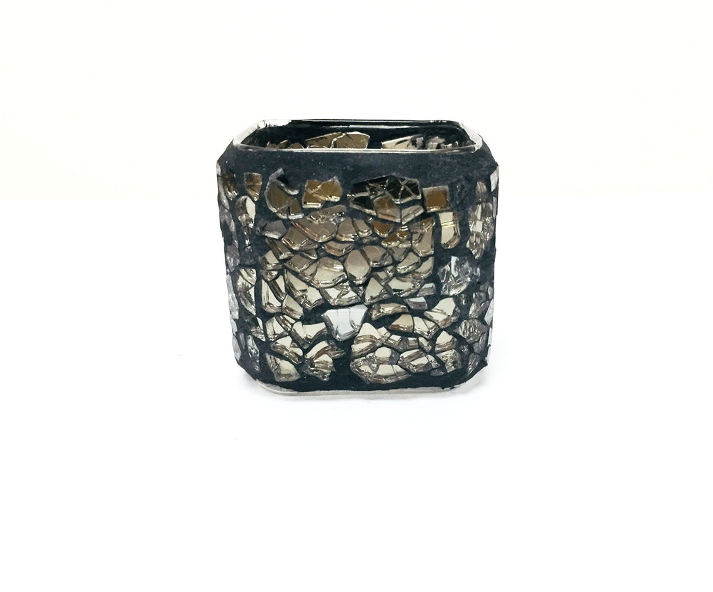 Crackle Glass Candle Holder - Roxelana Designer Jewelry & Fine Gifts