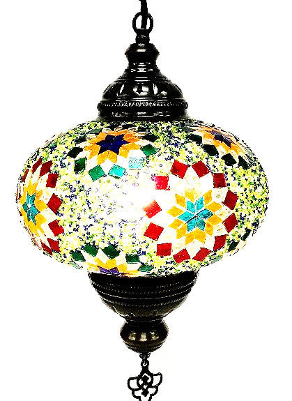 Turkish mosaic hanging lamp (7" wide 27" long) - Roxelana Designer Jewelry & Fine Gifts