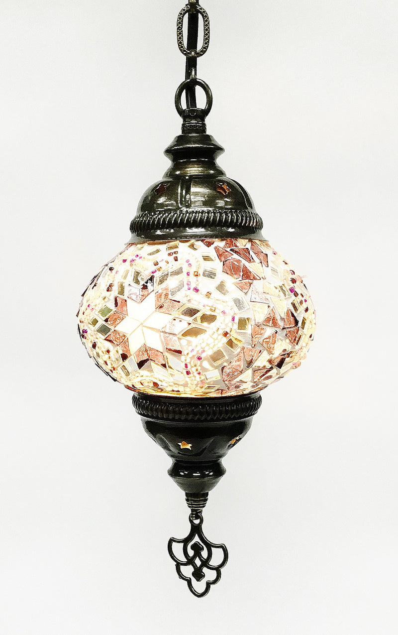 Turkish mosaic hanging lamp (6 inc wide 21 inc long) - Roxelana Designer Jewelry & Fine Gifts