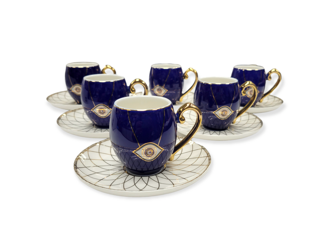 Luxurious Silver and Multicolor Turkish Coffee Set – LOKUM